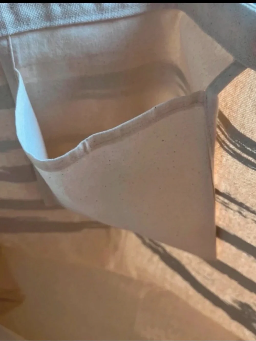 Vogue Cream Canvas Tote with Blue Stripes